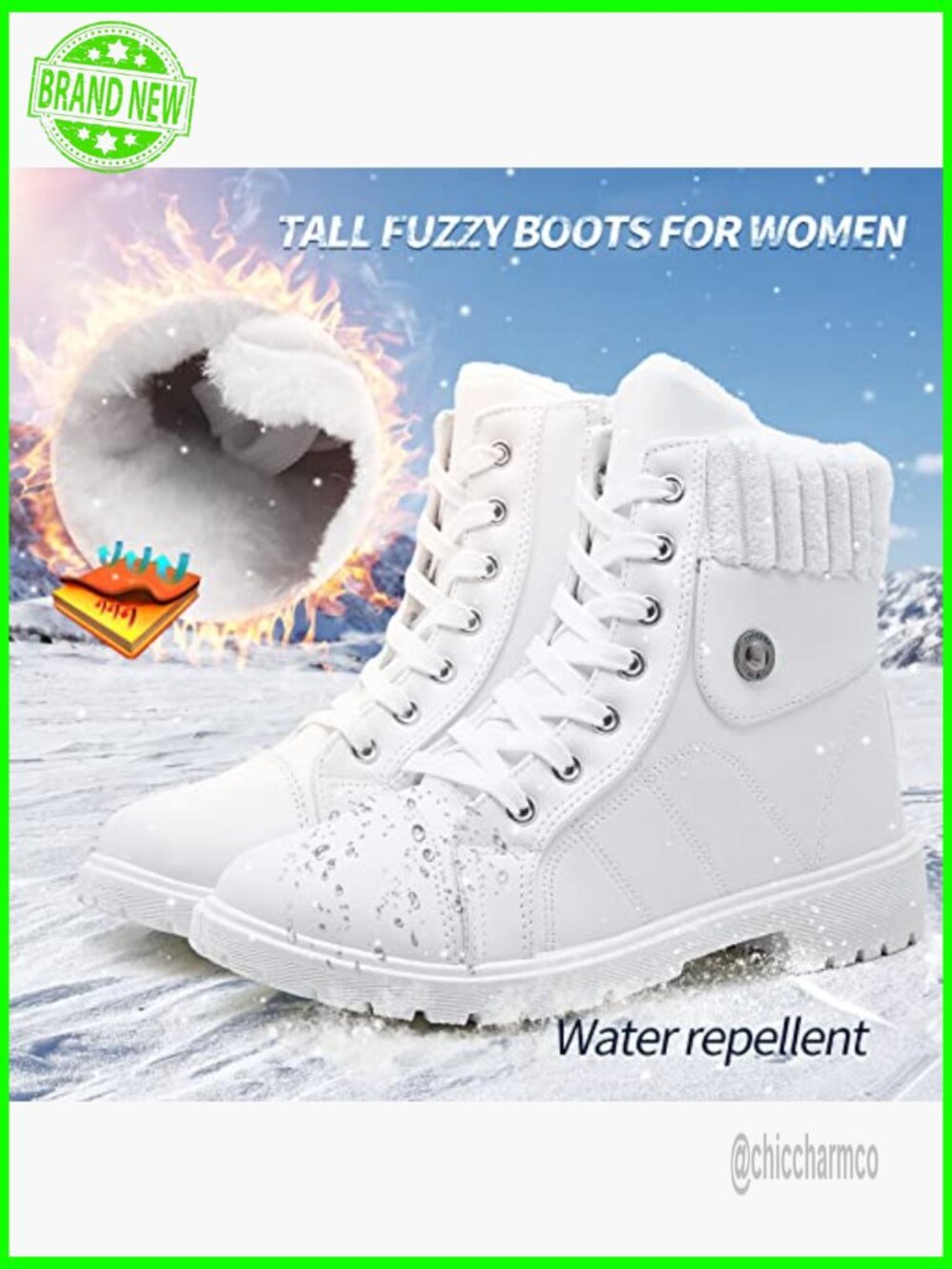 Lace Up Zipper Winter Ankle Boots Faux Fur Lined Non Slip - Picture 4 of 6